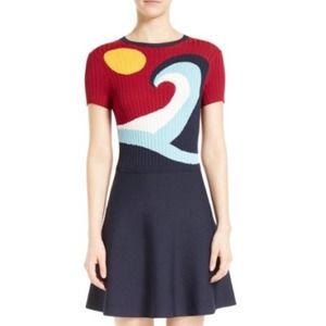 RED Valentino Red and Navy Mini Dress